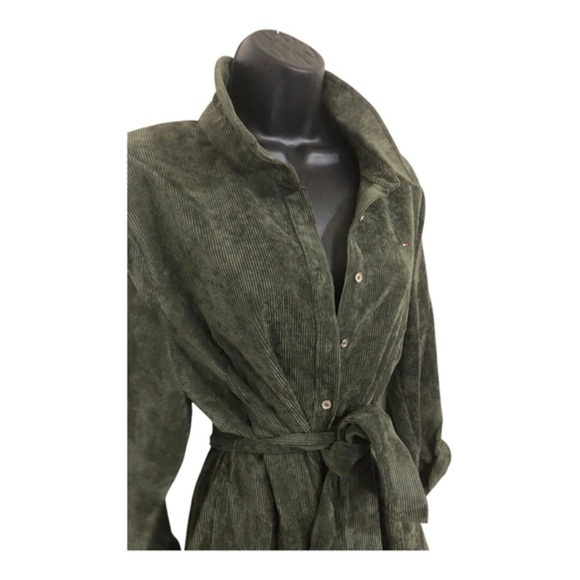 Tommy Hilfiger olive green corduroy button down collared tunic shirtdress size12 - Picture 12 of 17